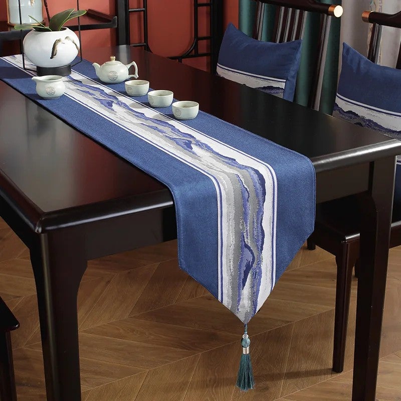 Bluejw Modern Table Runner Linen Embroidered Table Runner Easy-Care Table Runner - Image 5
